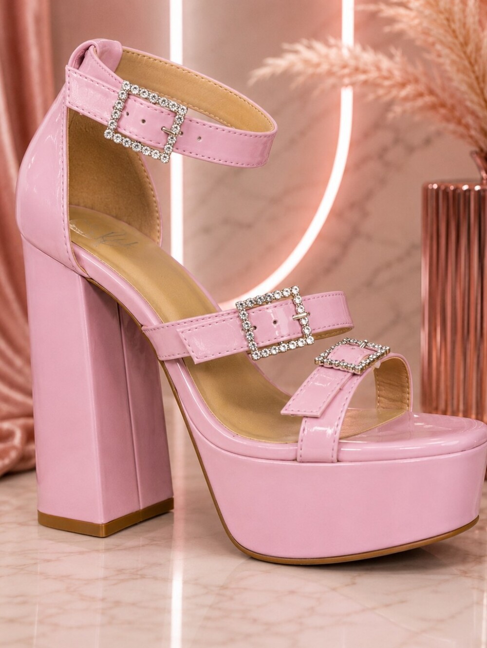 Delicious Shoes “Kebab” Pink Rhinestone Platform Heels – Women’s Size 7.5 – NIB